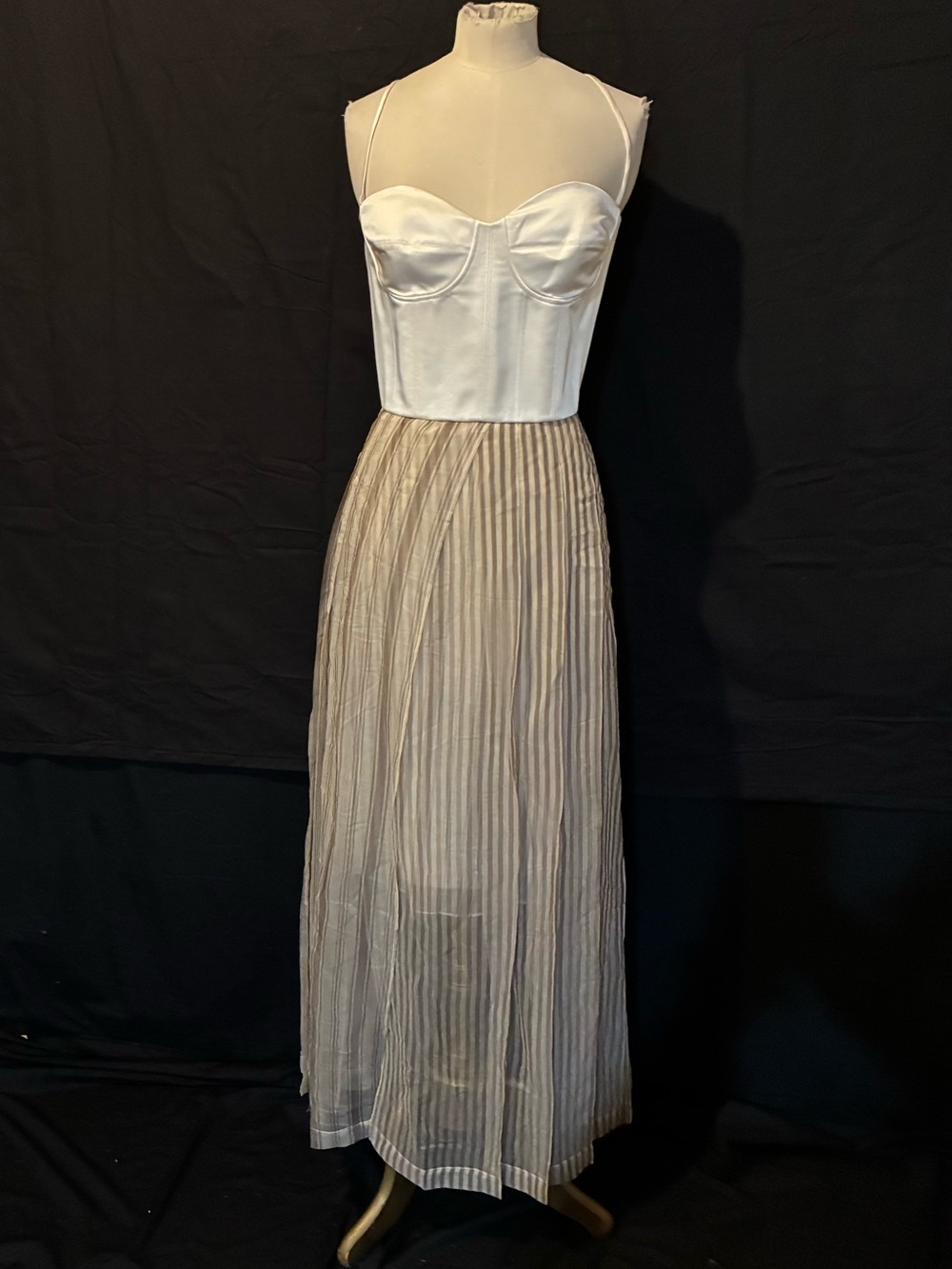 Brunello Cucinelli Silk Cream Tan Pleated Maxi Skirt 8 NWT Made in Italy - Picture 5 of 16
